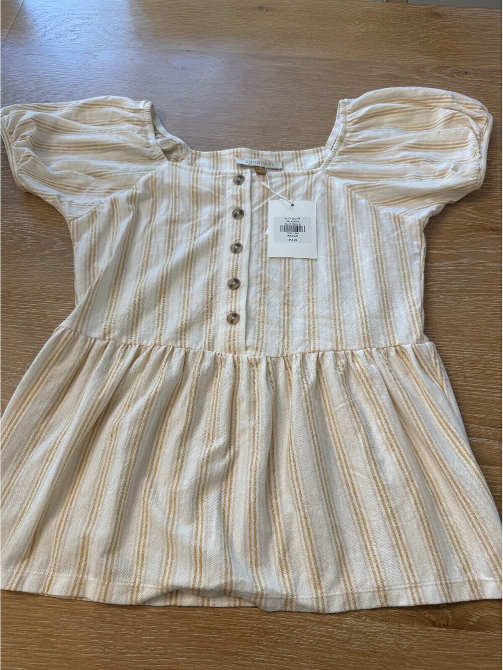 Downeast Women's Siliva Blouse Yellow Cream Size Med NWT